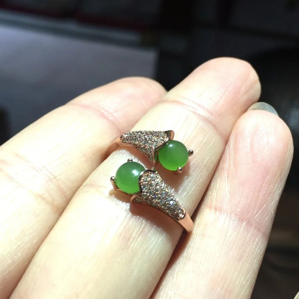 

KJJEAXCMY fine jewelry 925 silver inlaid natural jade ring jewelry gk