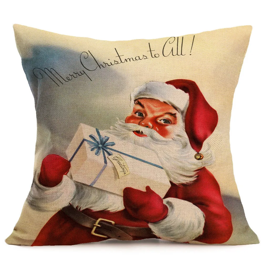G Merry Christmas льняная наволочка для подушки с Санта-Клаусом, чехлы для дивана, украшения для дома, almofadas para, чехлы для диванных подушек - Цвет: G