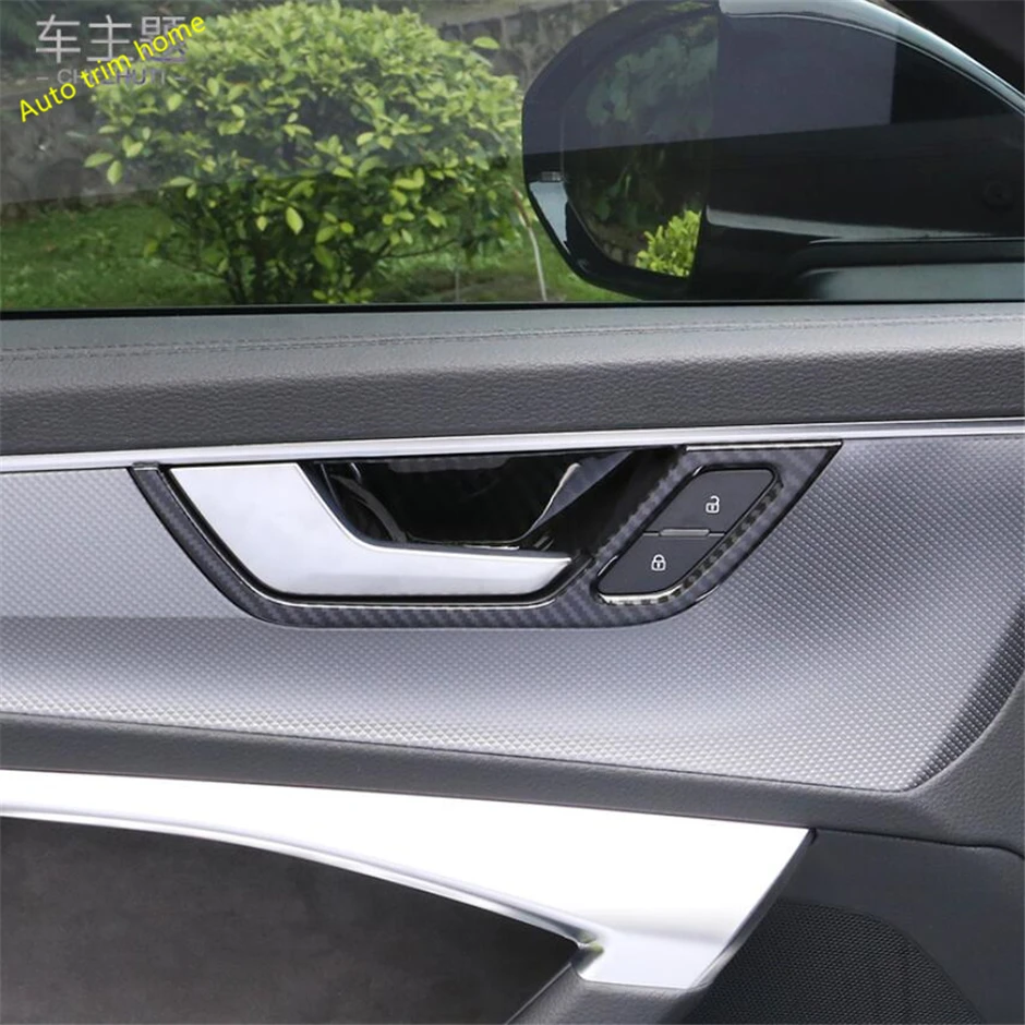 

Accessories Car-styling Door Doorknob Handle Bowl Frame Cover Trim Fit For Audi A6 C8 2019 2020 2021 ABS Matte / Carbon Fiber