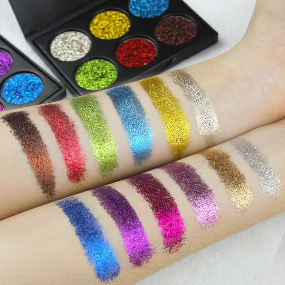 6 цветов Зачарованный Diamond Золотой Цвет порошок блеск палитры теней блестящими