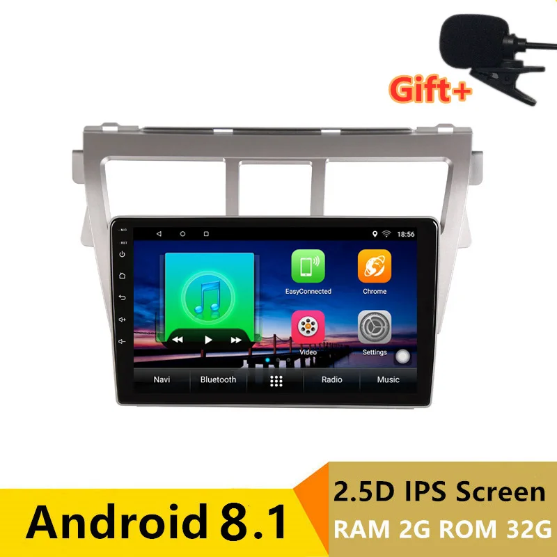 9 &quot2 + 32G 2.5D IPS Android 8 1 автомобильный DVD мультимедийный плеер GPS для Toyota Vios YARIS 2008 2009