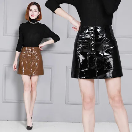 2018 Новая модная юбка из натуральной овечьей кожи K2|Женские юбки| |