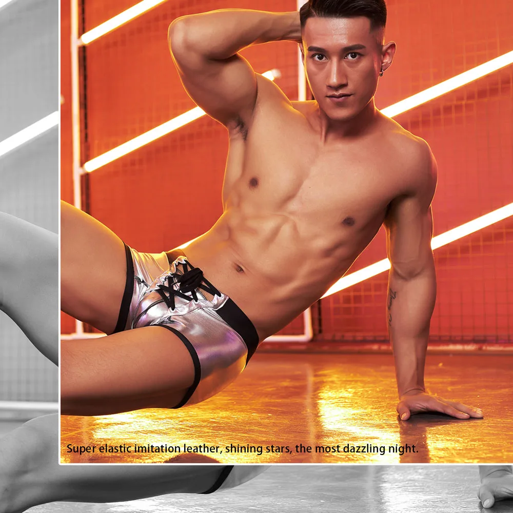 

Brand New Mens Sexy Comfortable Underwear Nightclub Performance Shorts Gay Bar Men Boxer Trunks Prominent Male Glory