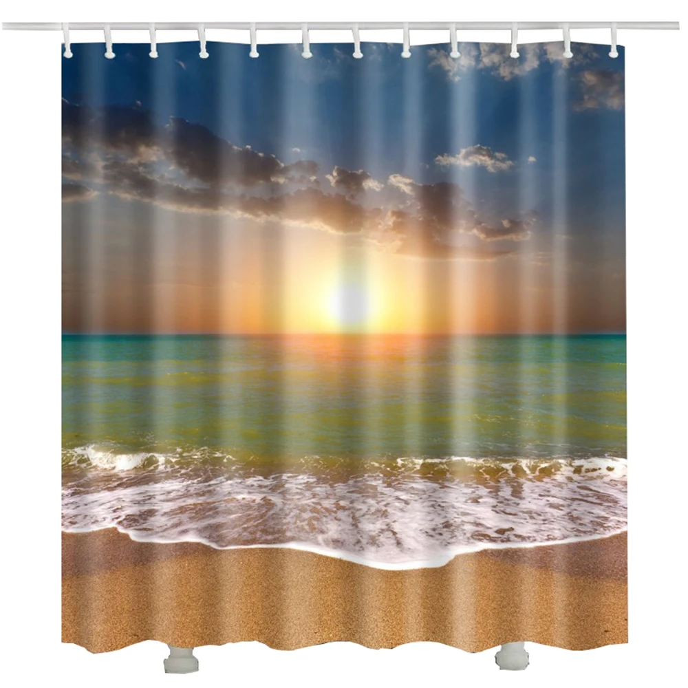 

blue sky shower curtain beach sea drop shipping gift sunshine coconut tree beach fabric shower curtain