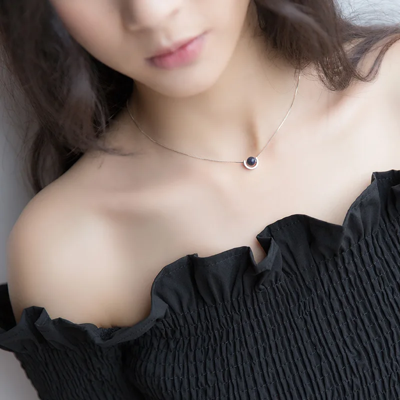 INALIS Новое Элегантное ожерелье S925 Стерлинговое Серебро инкрустация Космический