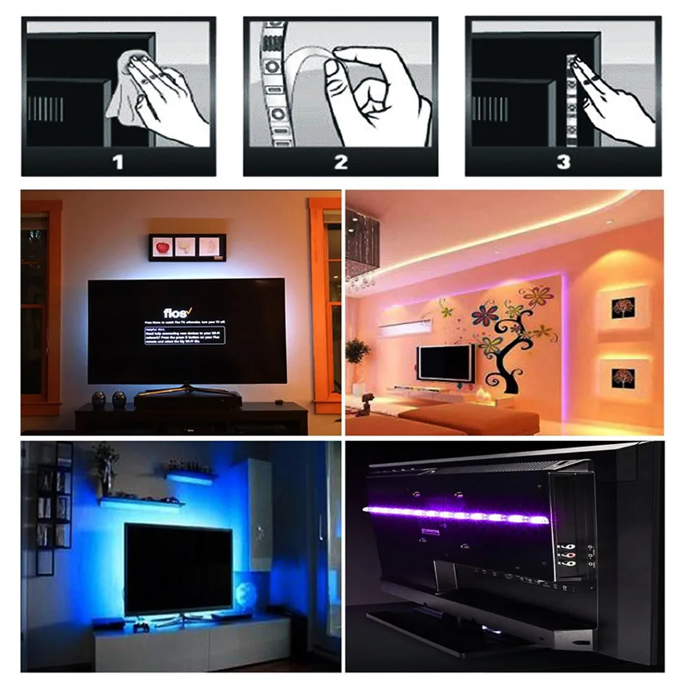Светодиодная лента Rgb ленты ТВ ПОДСВЕТКА PC Ambilight неоновые светильники Smd 2835 5V Тира светодиоды световых полос для украшения лампа Диодная лента