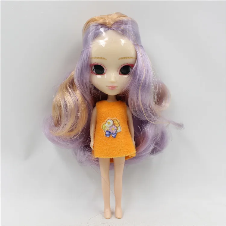 Мини blyth кукла 10 см DIY милые длинные волосы kawaii не закрывает глаза не может изменить цвет глаз - Цвет: J