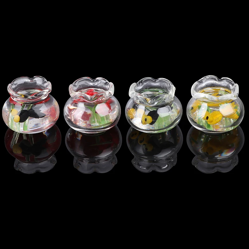 

1PCS Glass Fish Tank Transparent Aquarium Dollhouse Home Ornaments Kids Toys Doll Toy Gift Pretend Play toys 1:12 Dollhouse