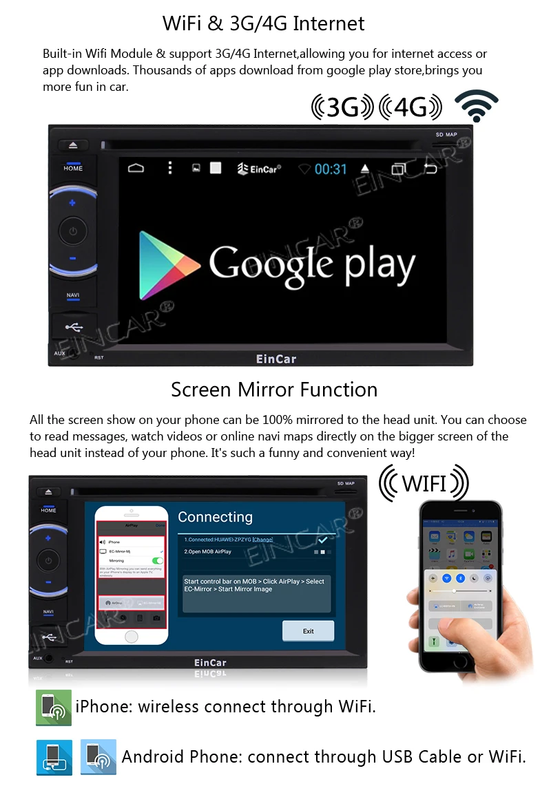 2 Din Android 5 1 Восьмиядерный ГБ + 32 памяти 1080 P HD емкостный сенсорный экран в тире