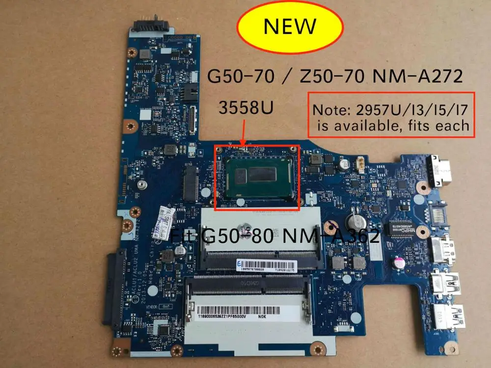 Новинка, Для LENOVO G50-70 Z50-70 G50-70M G50-80 ACLU1/ACLU2 NM-A272 NM-A362 материнская плата с процессором Celeron 3558 Процессор