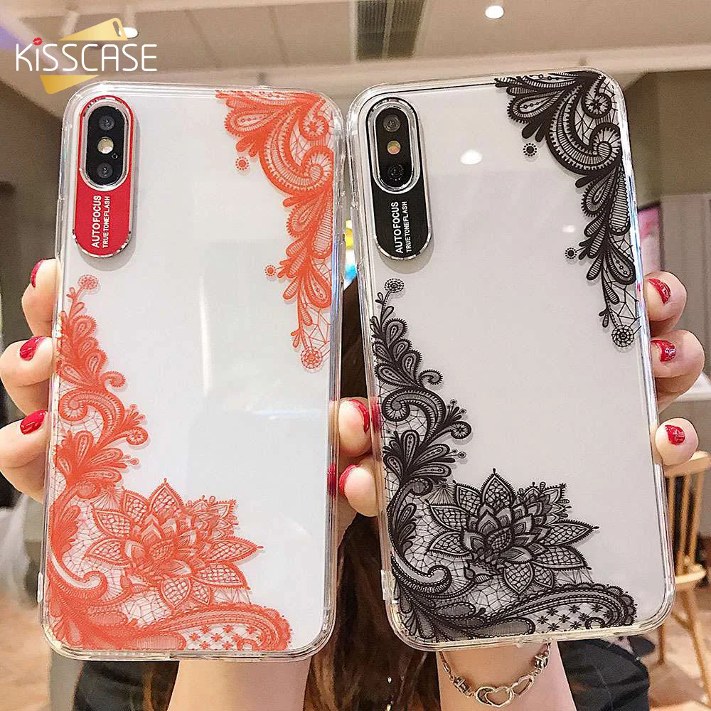 KISSCASE модная кружевная рамка для телефона чехол iPhone 7 X XS MAX XR мягкие чехлы из ТПУ 8 6