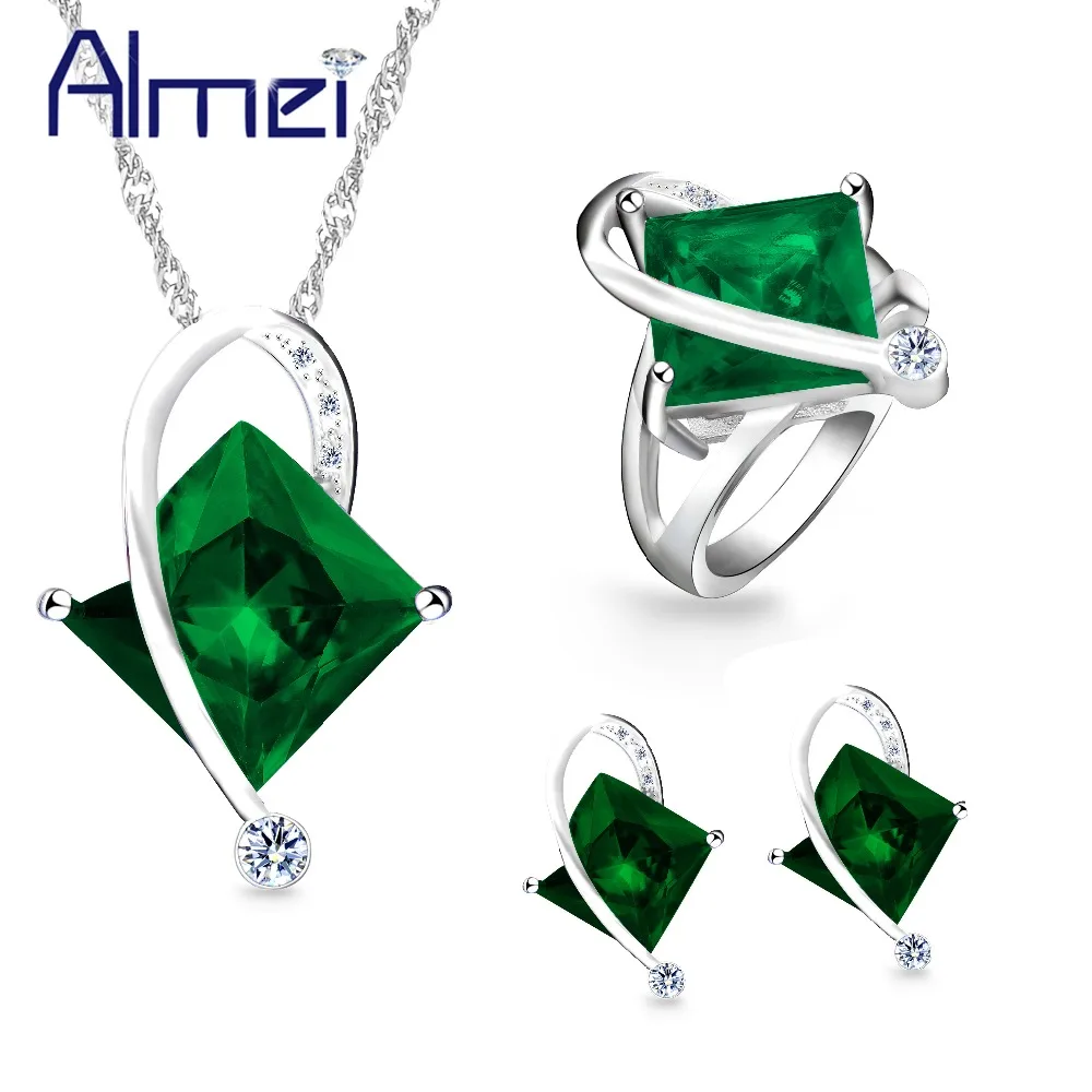 Almei квадратные ювелирные наборы зеленый горный хрусталь изделия Bijoux ювелирный