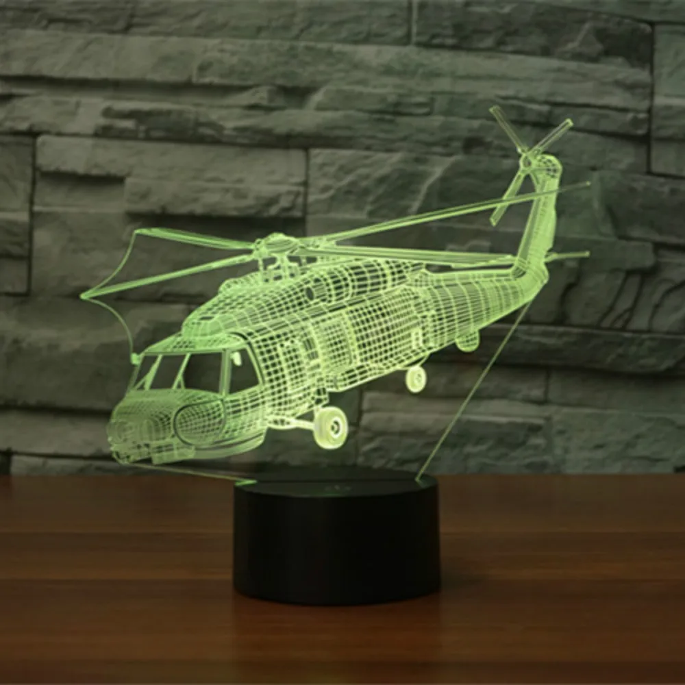 7 цветов сменный ночник 3D светодиодный авиационный самолет моделирование сенсорная кнопка Usb Самолет настольная лампа домашний декор Освещение для подарков