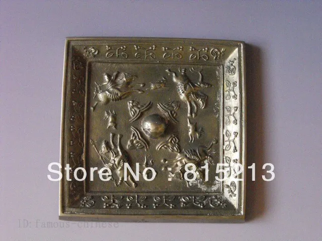 

Ван 000932 уникальное китайское бронзовое Яркое Зеркало Carven Man Horse General