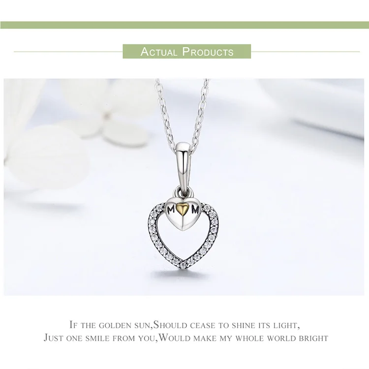 BAMOER, подарок матери, 925 пробы, серебро, для мамы, любовь, Золотое сердце, подвеска, ожерелье для мамы, цепочка, ожерелье, ювелирное изделие, подарок