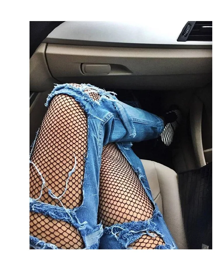 

YAXIAN Fishnet Pantyhose Tights Japanese Harajuku Personality Mesh stocking Hollow Long section Fishnet 2018 NEW Black Frid
