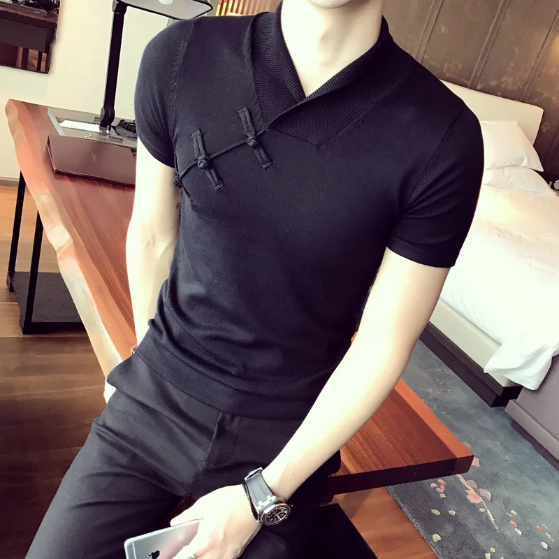 Мужская футболка с короткими рукавами винтажный свитер в китайском стиле