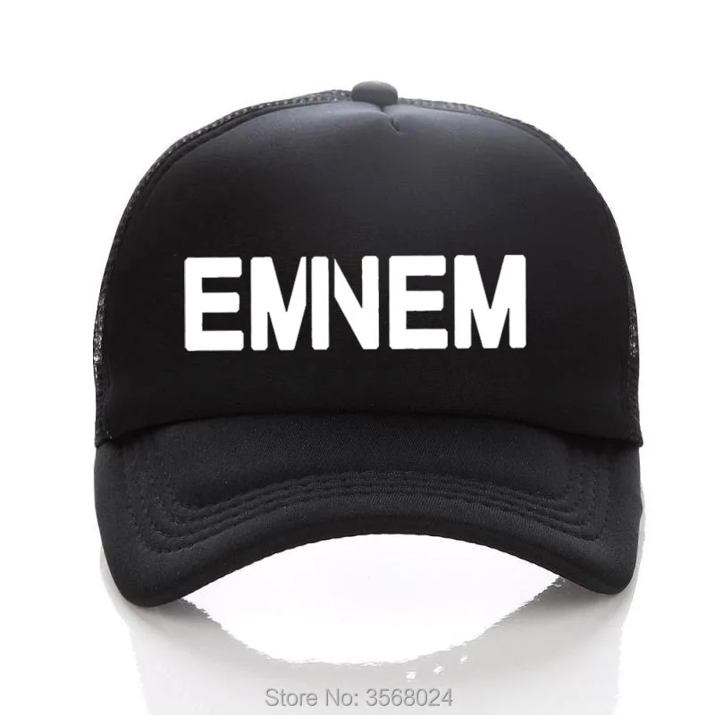 Женские виниловые летние бейсболки EMINEM черные в стиле хип хоп с изогнутыми
