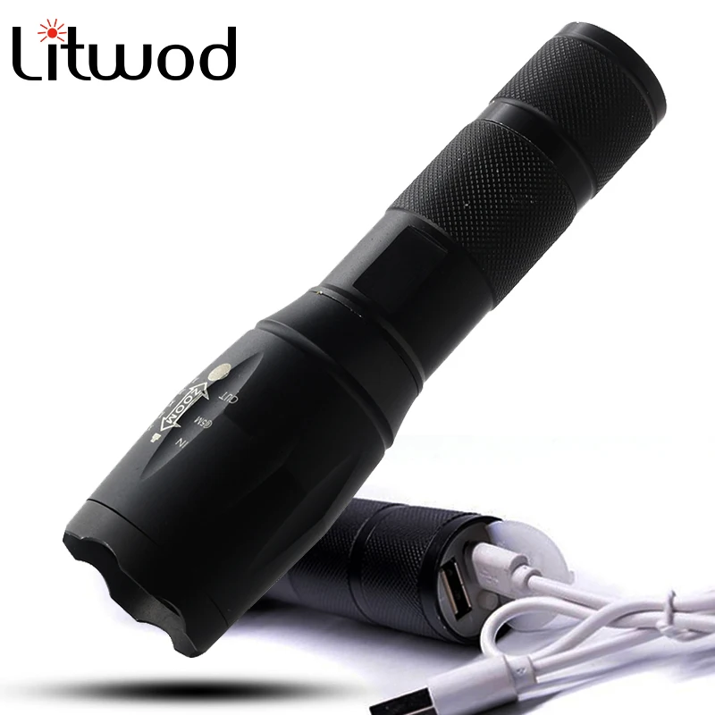 Litwod Z20 встроенный аккумулятор Micro USB Перезаряжаемый тактический светодиодный