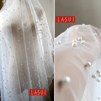 lasui 3ylot 27colors good quality lrregular beaded lace soft mesh inlaid pearl creative fabric diy dresses accessories f0004