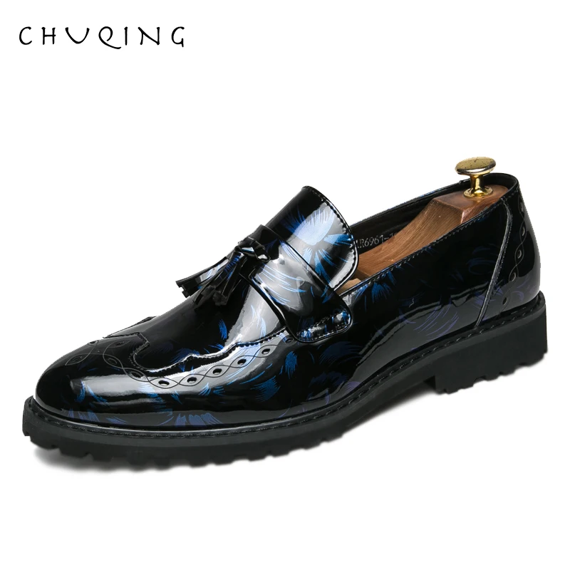 CHUQING/кожаные деловые туфли на низком каблуке мужские лоферы без шнуровки