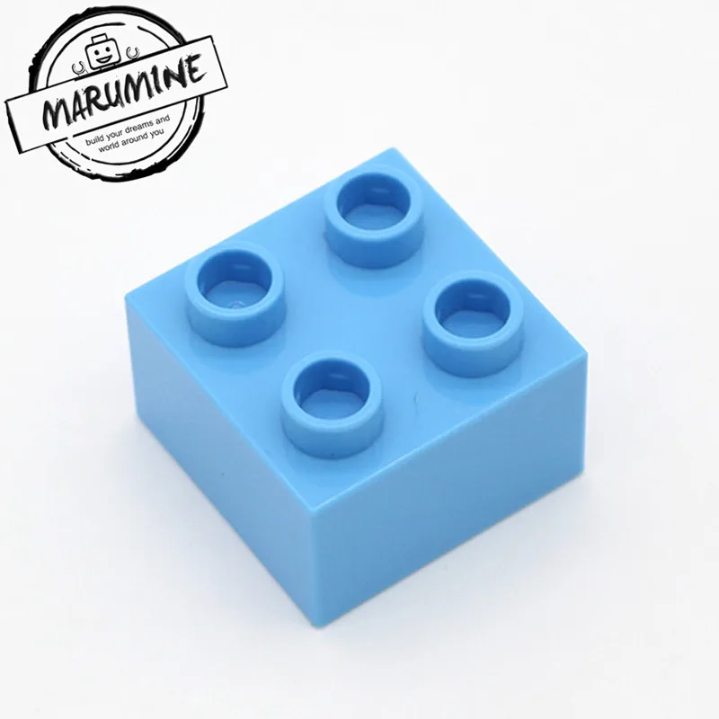 MARUMINE 2x2 Dots Duplo блок 50 шт./лот классические Строительные кирпичи объемные развивающие Technic игрушки подарок для детей - Цвет: Небесно-голубой