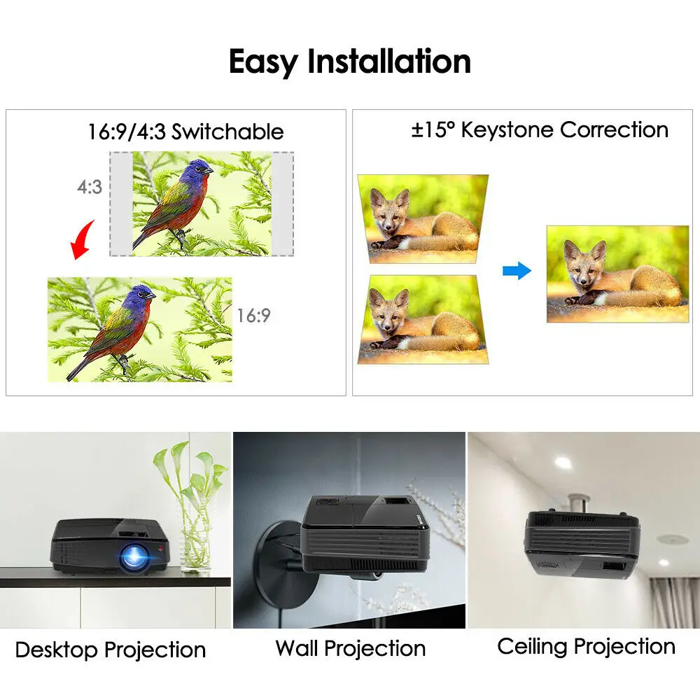 A3 + светодиодный Android 6 0 lcd Full HD мини-проектор c WiFi домашний кинотеатр Beamer bluetooth