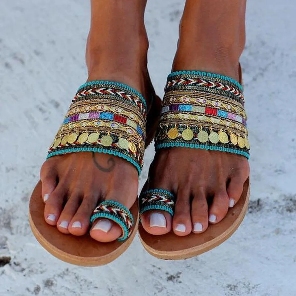 Новинка шлепанцы в богемном стиле женские сандалии ручной работы греческом Boho