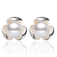 xiyanike silver color lucky clover pearls silver earrings for women girl earrings sterling silver jewelry brincos ves6370