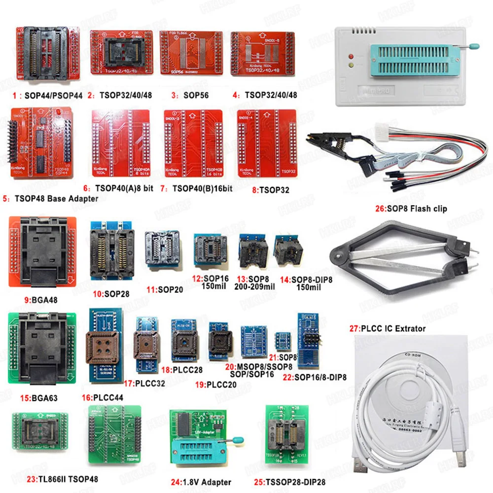XGECU Универсальный TL866II плюс программатор EPROM EEPROM флэш-биос AVR BGA63 BGA48 TSOP48 адаптер для TL866II PLUS