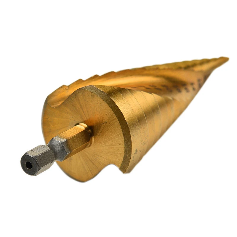 HSS Titanium 4-12/20/32 мм спираль рифленые шестигранным хвостовиком Металл Step отверстия сверлом резак конический сверления отверстия пила Инструмент