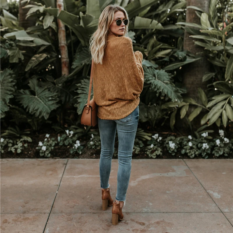 Женский свитер с длинным рукавом MisShow вязаный Свободный пуловер v-образным