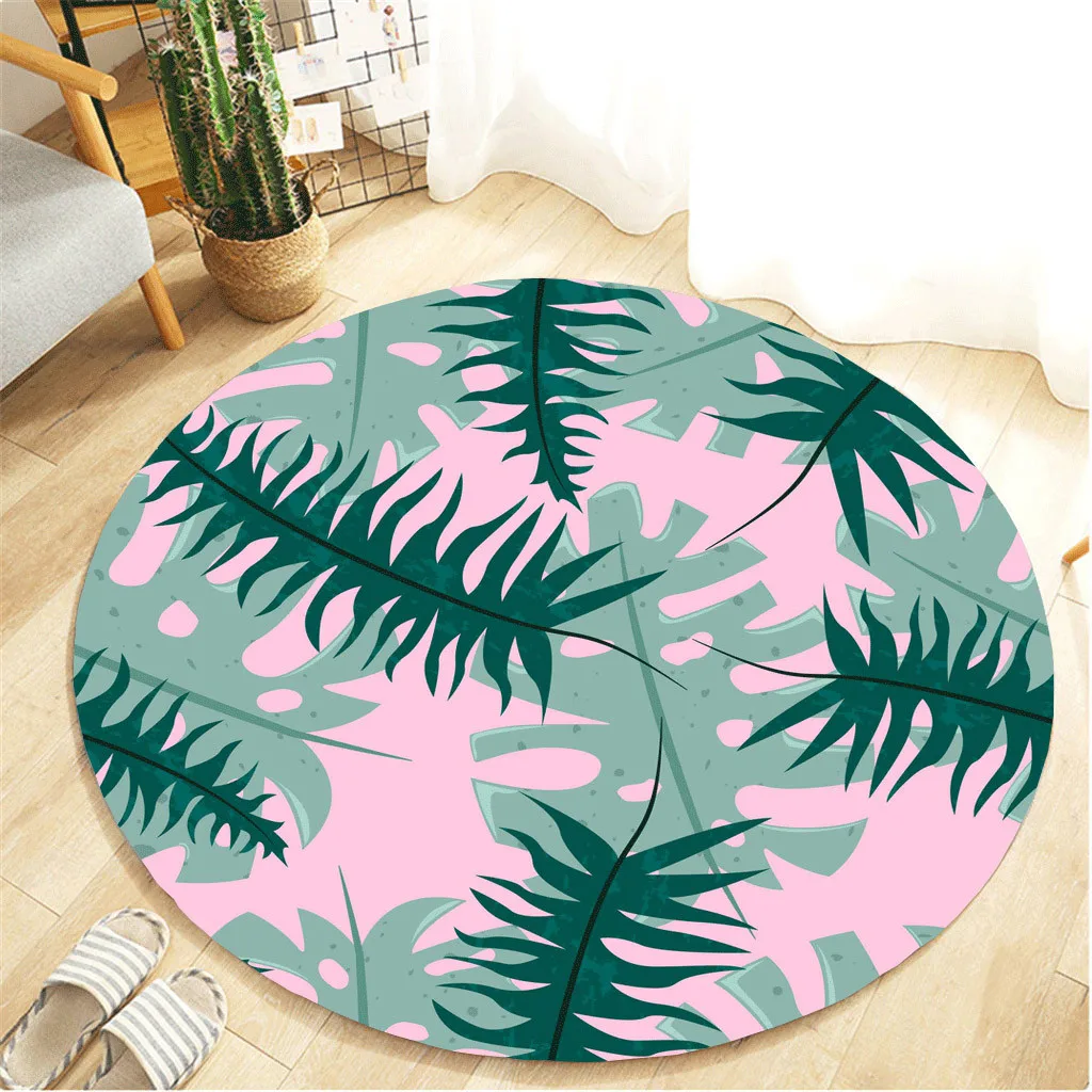 Ковры для спальни тропические растения листья узор Круглый фланелевый ванная