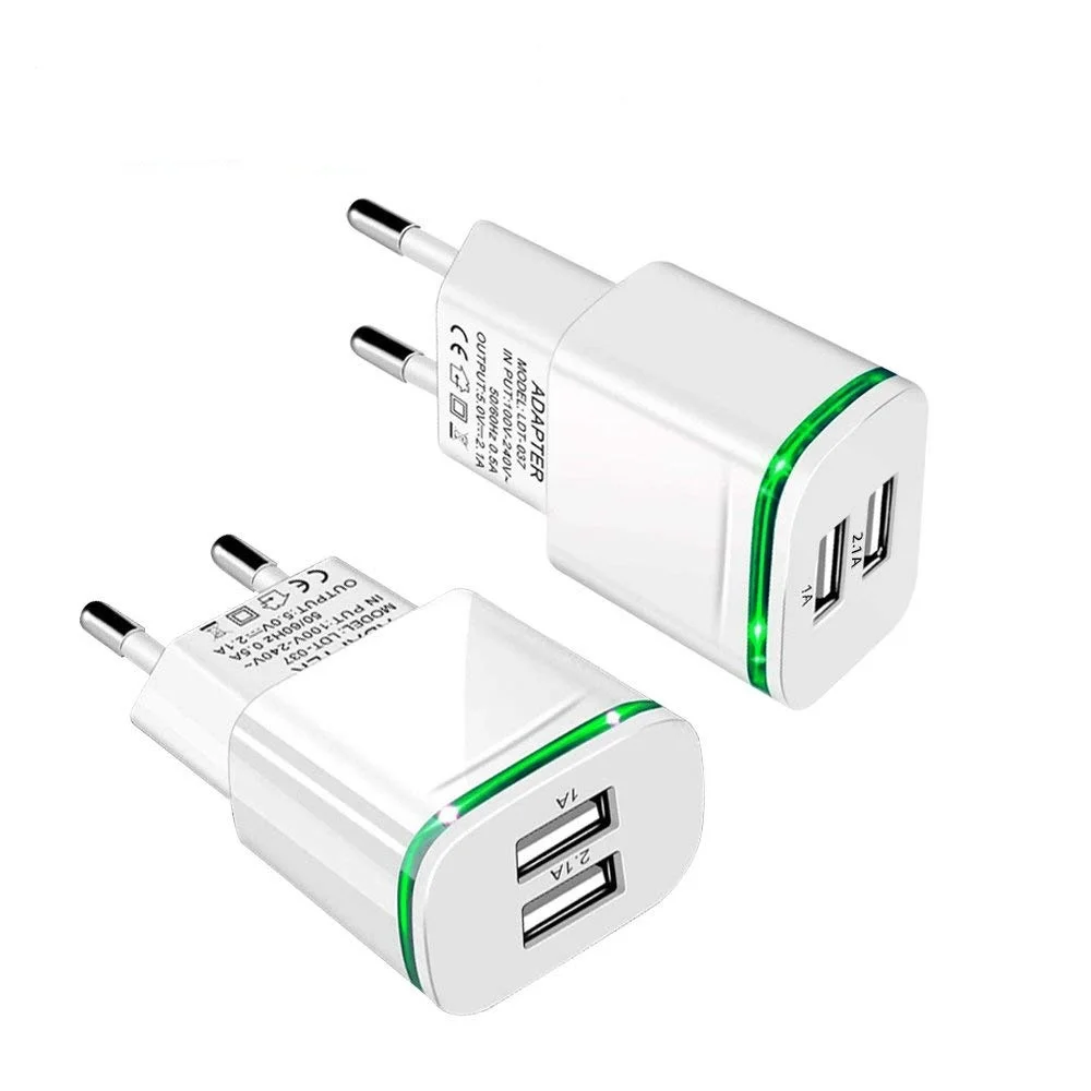 2 порта USB зарядное устройство адаптер 3.1A Зарядка для путешествий Светодиодная