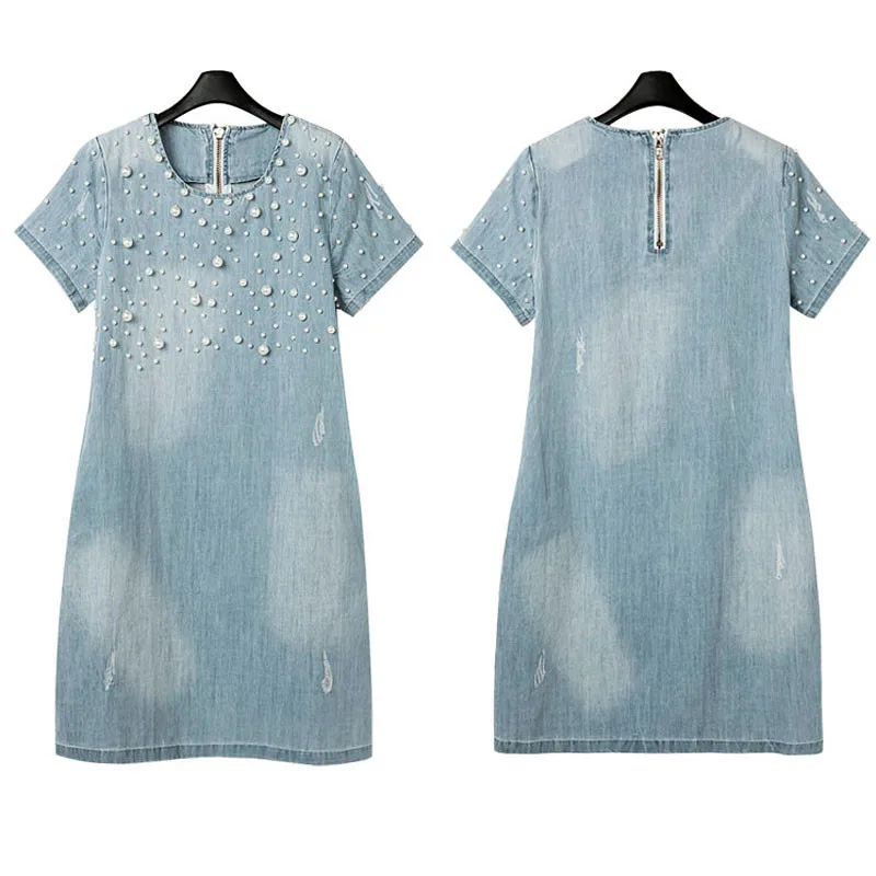 Женское джинсовое свободное платье FREE OSTRICH синее роскошное благородное короткое