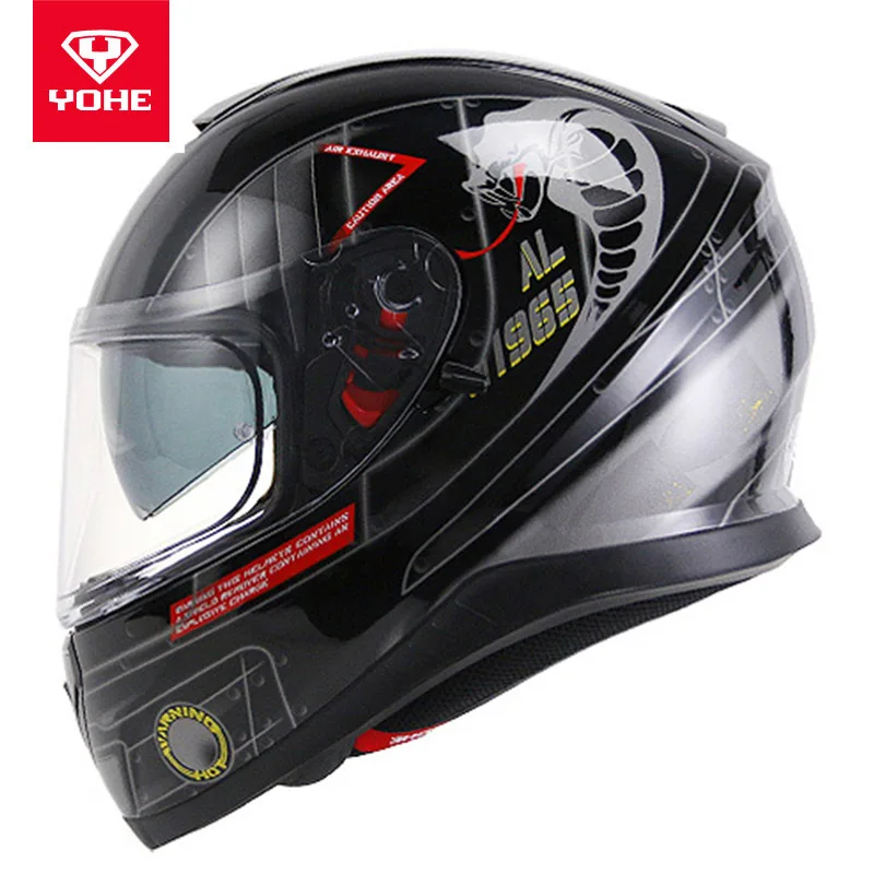 Vcoror полный уход за кожей лица moto rcycle шлем YOHE с внутренним солнцезащитным черным щитом moto rbike шлем YH 976 изготовлен из ABS полное покрытие moto шлем - Цвет: Black Snake clear