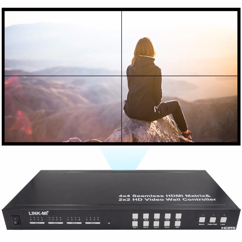 2X2 мульти вид HDMI видео настенный контроллер бесшовный переключатель 4x4 матрица