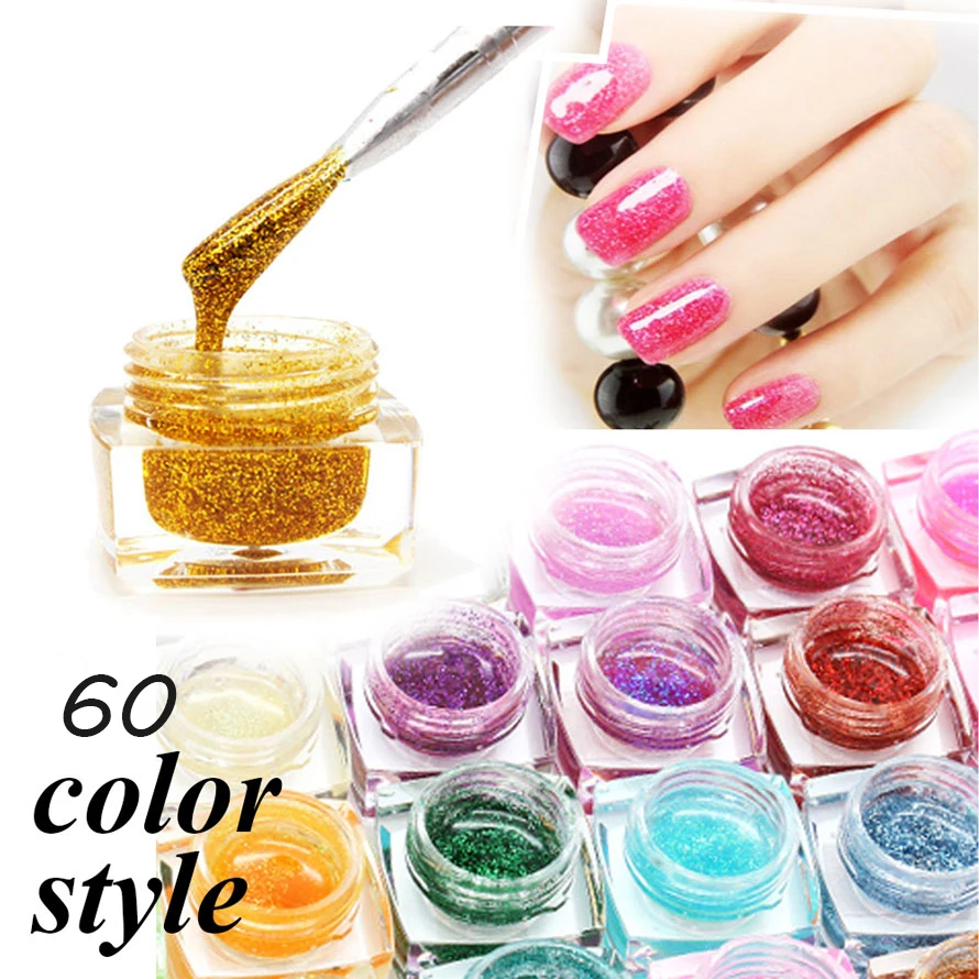 60 цветов на выбор 15 мл долговечный УФ-гель с блестками блестящий Гель-лак для