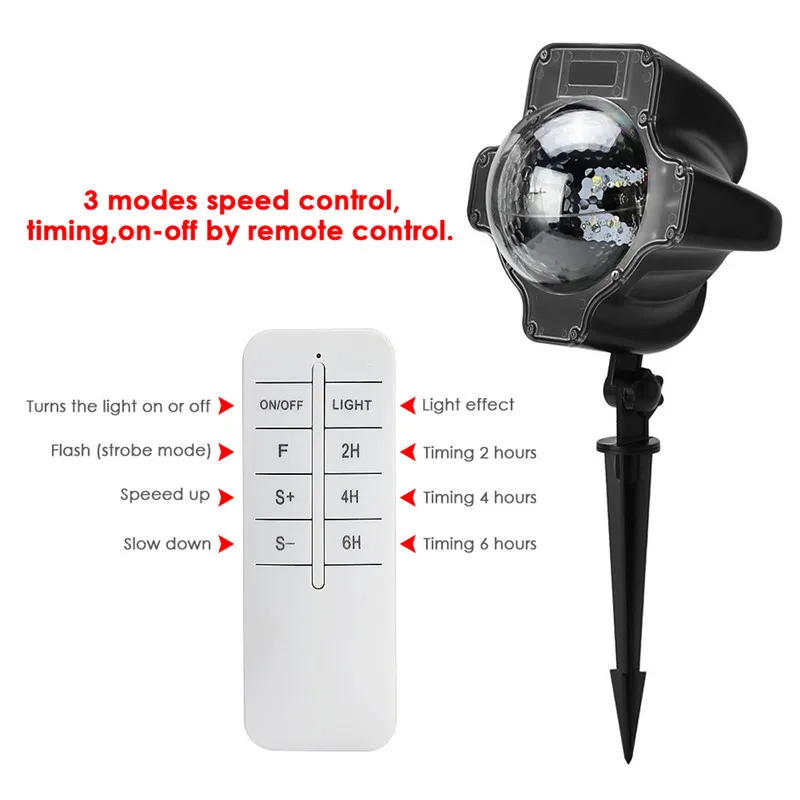 

HUANJUNSHI LED Stage Lighting Effect Waterproof Christmas Halloween Party Snowflakes Remote Control Laser Projector Light