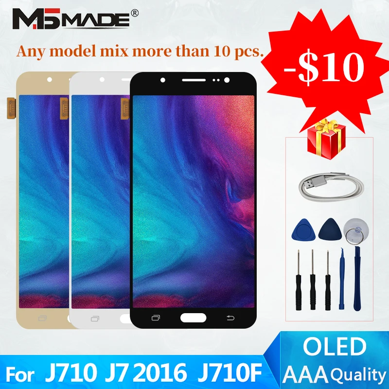 Супер OLED для Samsung Galaxy J7 j710 ЖК сенсорный экран дигитайзер дисплей J710FN J710F J710M J710G Запчасти для сборки