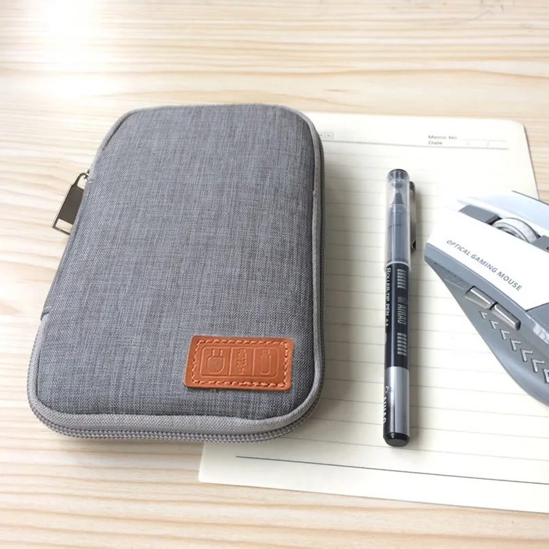 

Multifunction Oxford Digital Storage Bag Simple Electronic Organizer for Mobile Hard Disk Data Cable Power Bank Gray Pouch