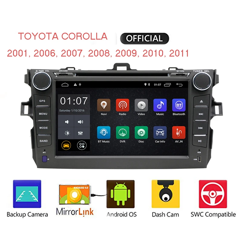Автомобильный dvd плеер 2 din Android 8 1 дюймов радио 2din gps навигация для Toyota Corolla 2008 2009 2010