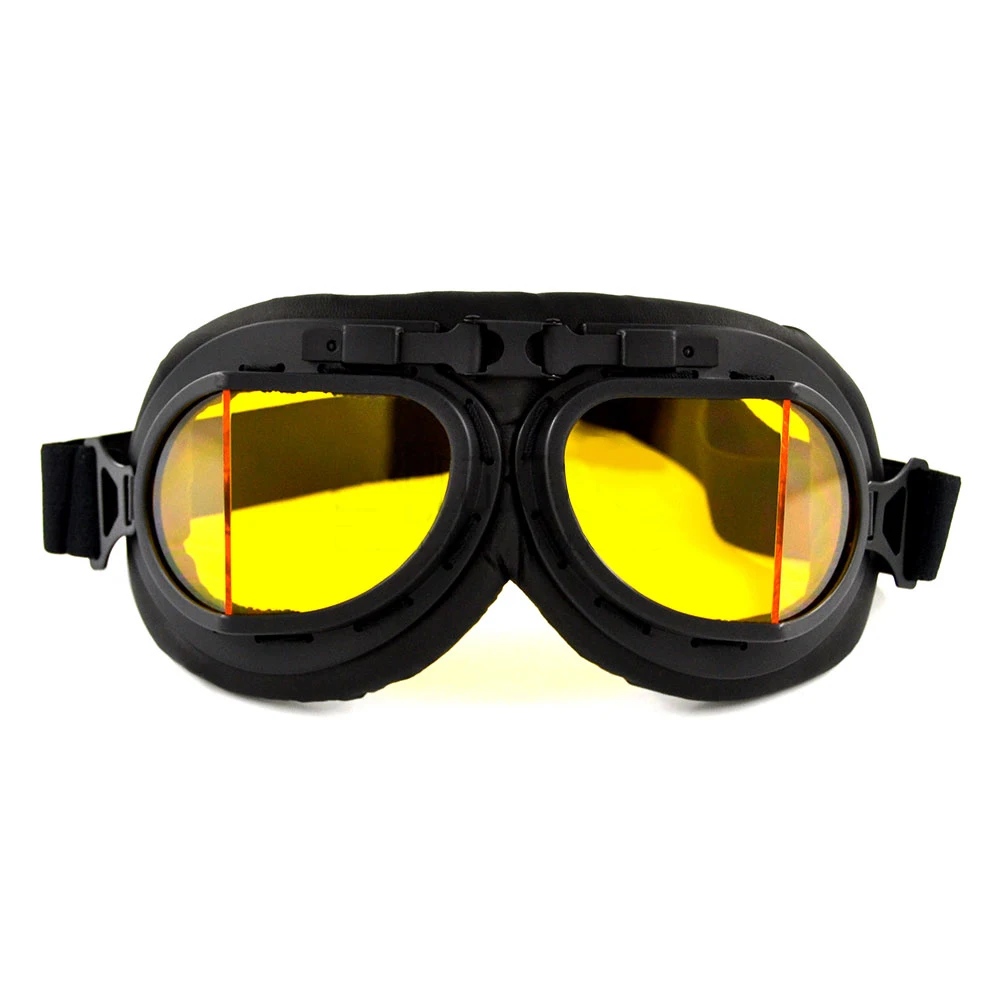Yellow Goggle BJMOTO Ретро Винтаж Пилот очки мотоцикл крейсер очки скутер байкер Мотокросс очки для Harley - Цвет: Yellow Goggle