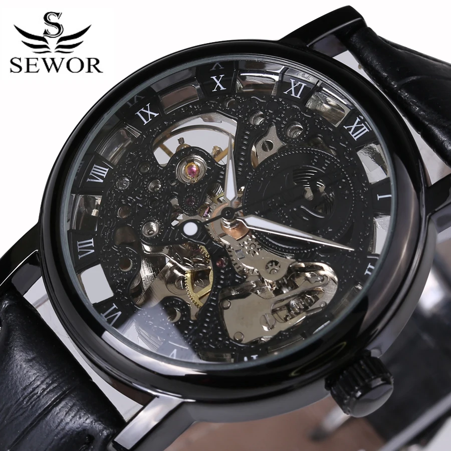 

New Design Watches steel Hollow Automatic Mechanical Watch Men Skeleton Watches Waterproof Genuine Leather Straps Luxury Brand