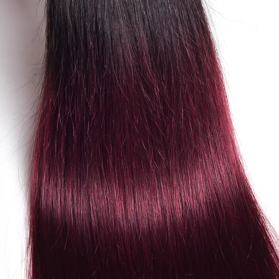 Wonder girl Ombre прямые волосы пряди 1B 99J/бордовый двухцветные бразильские волнистые не