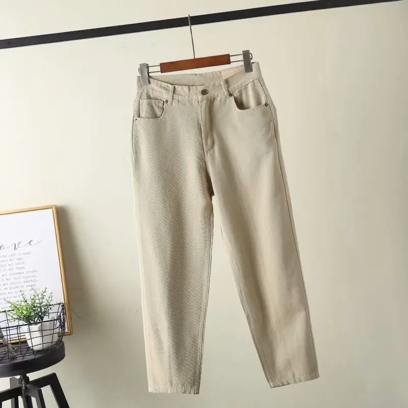 Брюки с высокой талией свободные Женские однотонные уличные штаны-шаровары