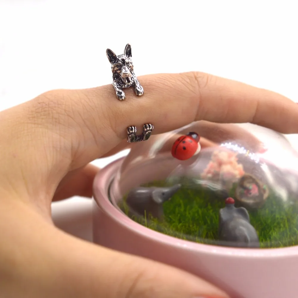 Kinitial New Handmade German Shepherd Ring Adjustable Animal Dog Rings Pet Lovers Gift Finger Jewelry Anillos Mujer | Украшения и