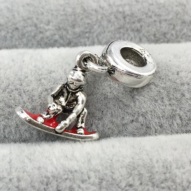 Подвеска с красной эмалью в виде снежинки Европейские Бусины подходят для