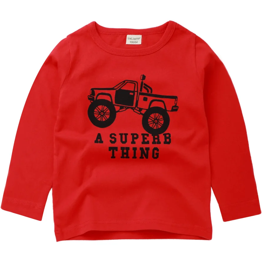 Футболка для мальчиков Симпатичные Fun мультфильм пикап блузка девочек осень Топы