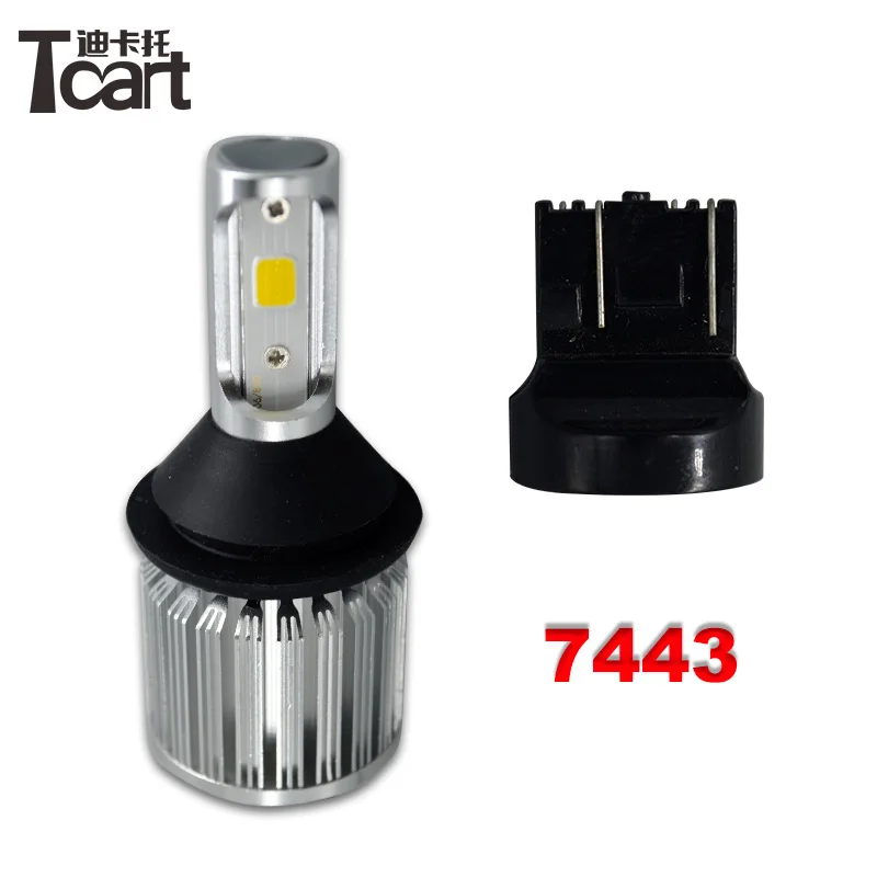 Tcart 2 шт. 3000lm T20 7440 W21W W21/5 Вт 7443 7441 7444 светодиодный лампы для обратный сигнал поворота DRL Светильник лампы - Испускаемый цвет: 7443 WY21 5W 7444